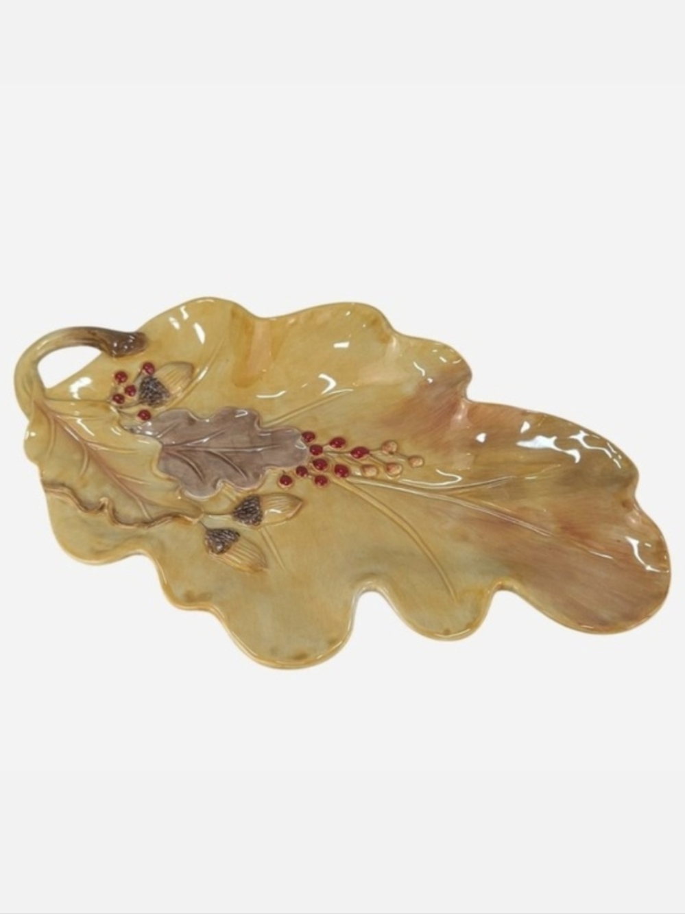Fitz‎ and Floyd Harvest Leaf Tray Earthenware Fall Autumn Serving Dish
